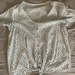 So Polka Dot Tie Front Blouse